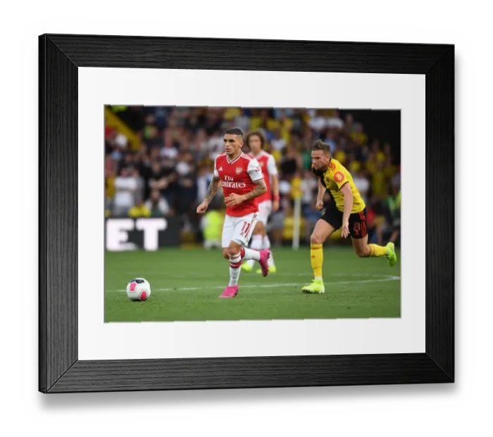 Framed Print : Torreira Tears Through Watford: Arsenal's Premier League Clash Framed Print : Torreira Tears Through Watford: Arsenal's Premier League Clash