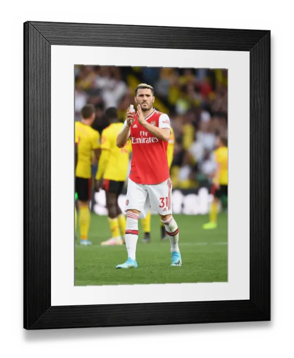 Framed Print : Arsenal's Sead Kolasinac Celebrates Victory over Watford with Fans, 2019-20 Premier League Framed Print : Arsenal's Sead Kolasinac Celebrates Victory over Watford with Fans, 2019-20 Premier League