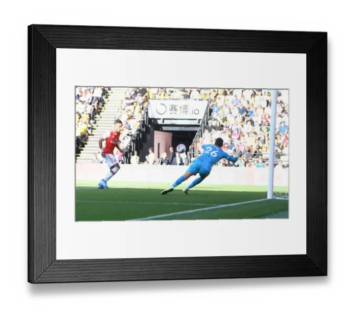 Framed Print : Aubameyang Scores the Winner: Watford vs. Arsenal, Premier League 2019-20