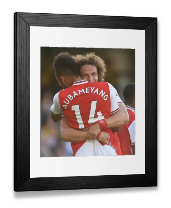 Framed Print : Arsenal's Aubameyang Scores Brace: Watford vs Arsenal, Premier League 2019-20