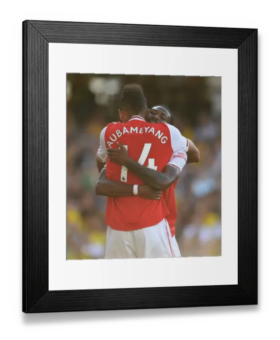 Framed Print : Arsenal's Aubameyang Scores Brace: Arsenal's Victory Over Watford (2019-20)