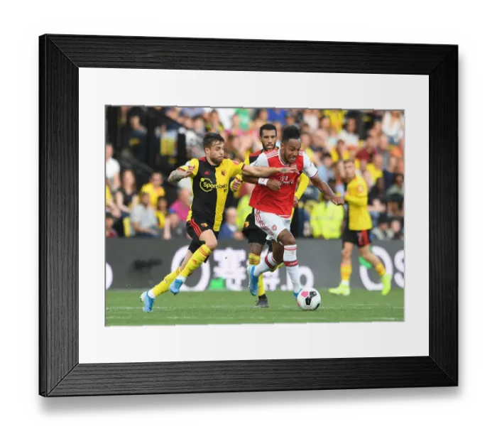 Framed Print : Watford vs Arsenal: Aubameyang Faces Off Against Femenia in Premier League Showdown Framed Print : Watford vs Arsenal: Aubameyang Faces Off Against Femenia in Premier League Showdown
