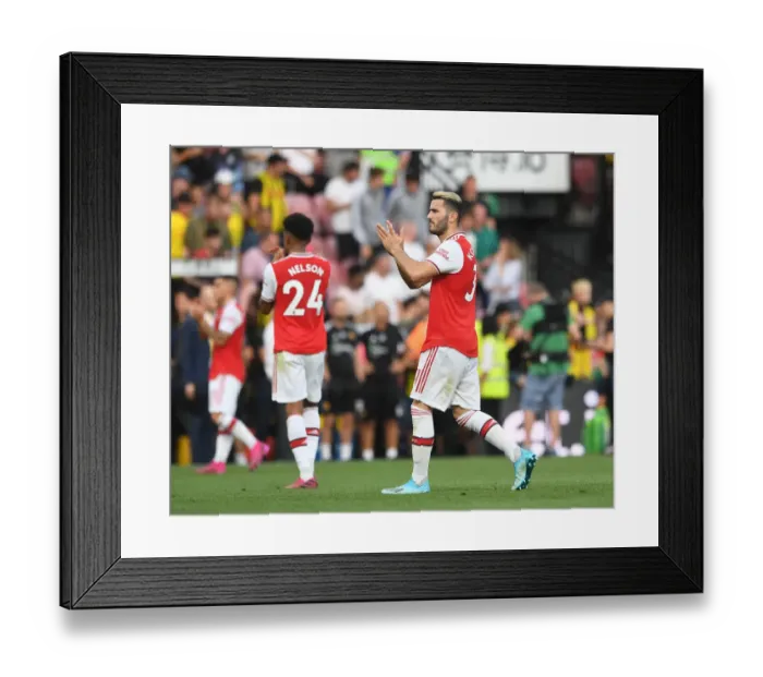 Framed Print : Arsenal's Sead Kolasinac Celebrates with Fans after Watford Victory