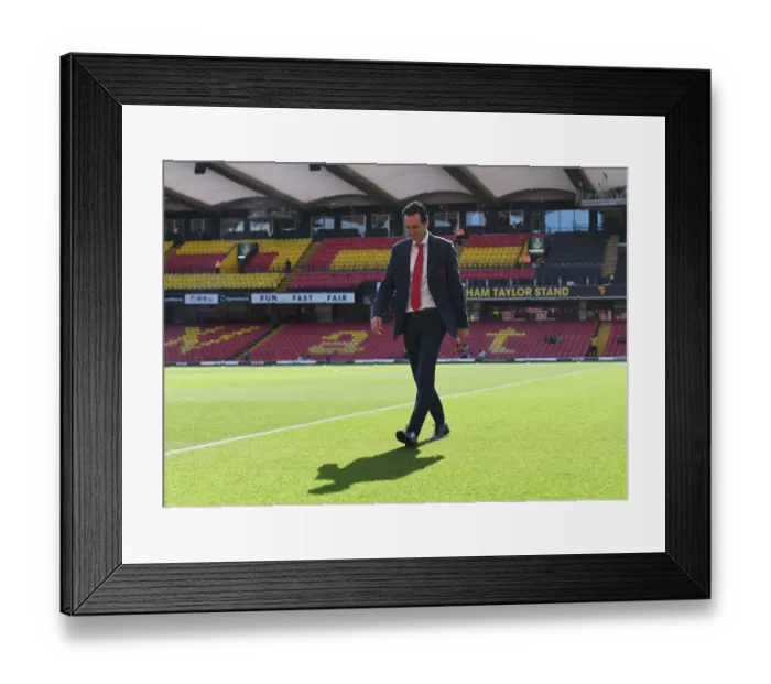 Framed Print : Unai Emery: Arsenal Head Coach Prepares for Watford Clash, Premier League 2019-20