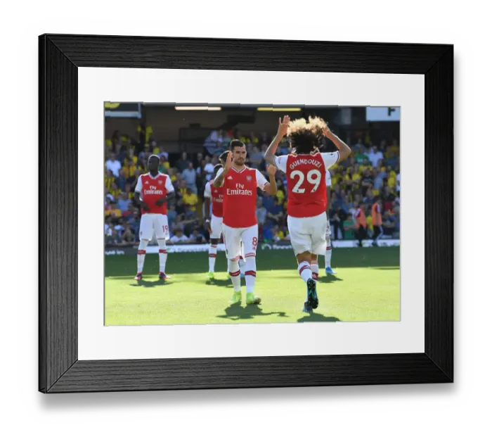 Framed Print : Arsenal Players Dani Ceballos and Matteo Guendouzi Before Watford vs Arsenal Premier League Match, 2019