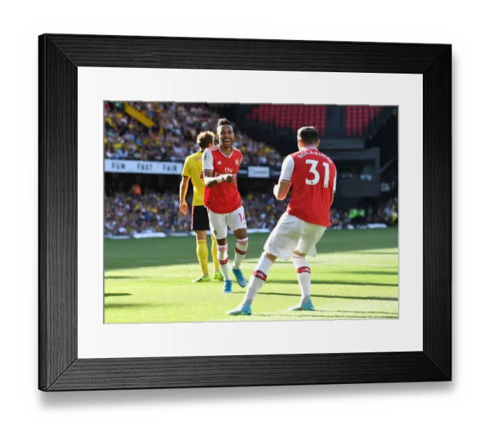 Framed Print : Aubameyang Scores: Arsenal's Victory at Watford, September 2019