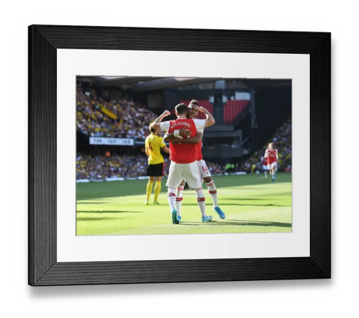 Framed Print : Aubameyang Scores First Goal: Watford vs. Arsenal, Premier League 2019-20 Framed Print : Aubameyang Scores First Goal: Watford vs. Arsenal, Premier League 2019-20