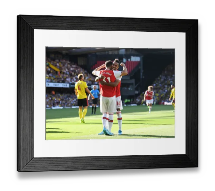 Framed Print : Arsenal's Aubameyang Scores Brace: Arsenal's Victory Over Watford (2019-20)
