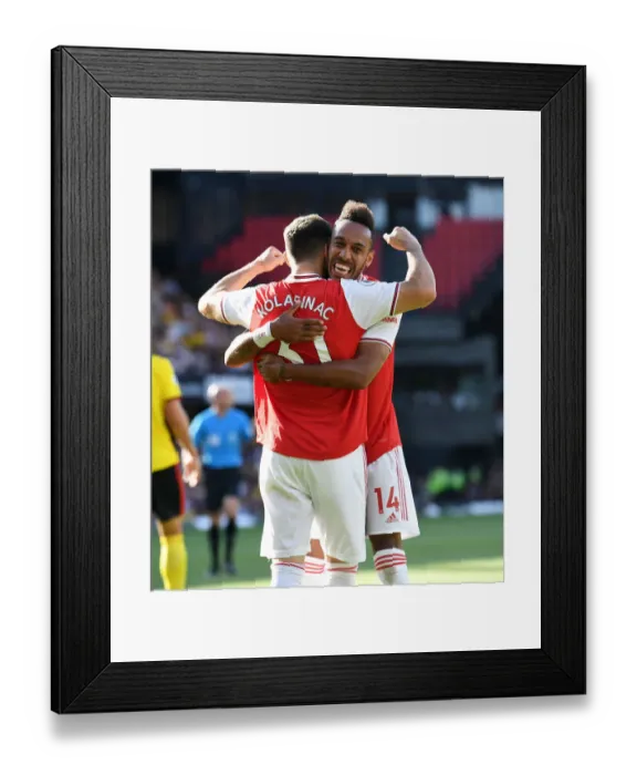 Framed Print : Aubameyang's Brace: Arsenal's Victory Over Watford in 2019-20 Premier League Framed Print : Aubameyang's Brace: Arsenal's Victory Over Watford in 2019-20 Premier League