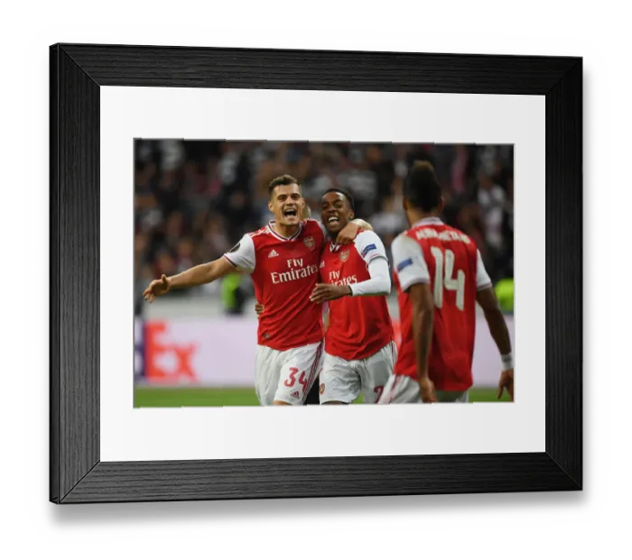 Framed Print : Arsenal's Willock and Xhaka: Celebrating Victory in Europa League Clash Against Eintracht Frankfurt Framed Print : Arsenal's Willock and Xhaka: Celebrating Victory in Europa League Clash Against Eintracht Frankfurt