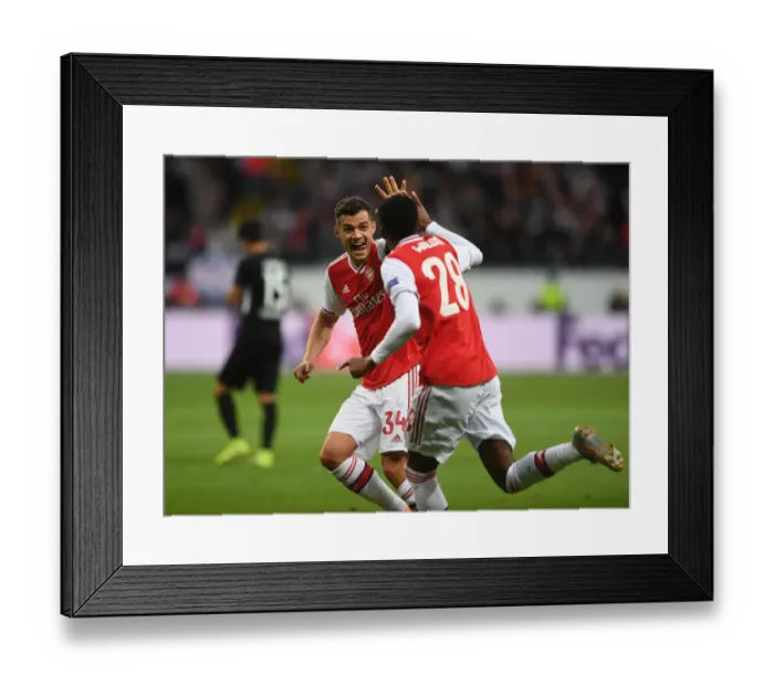 Framed Print : Xhaka and Willock's Unforgettable Goal Celebration: Arsenal's Europa League Victory Moment Framed Print : Xhaka and Willock's Unforgettable Goal Celebration: Arsenal's Europa League Victory Moment