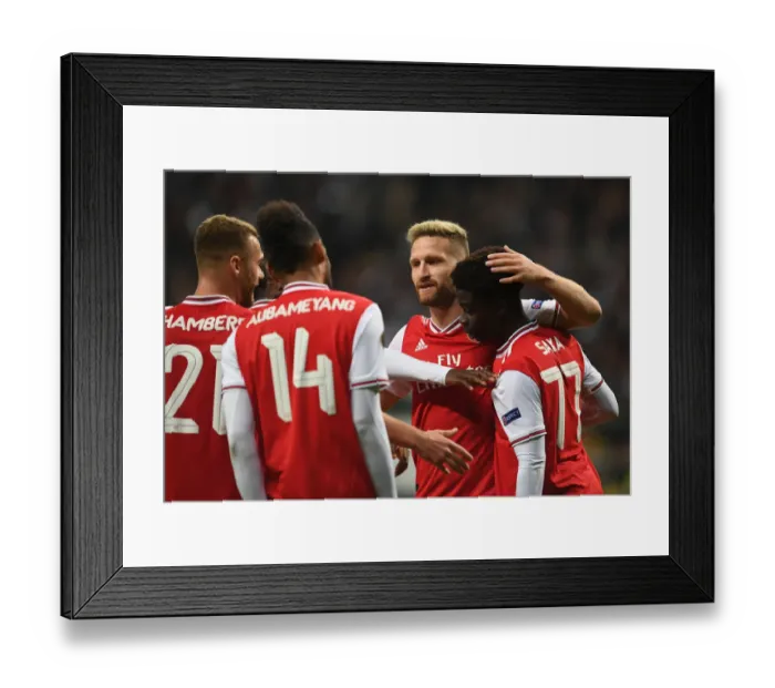 Framed Print : Arsenal's Triumph over Eintracht Frankfurt in Europa League: Mustafi Celebrates Third Goal Framed Print : Arsenal's Triumph over Eintracht Frankfurt in Europa League: Mustafi Celebrates Third Goal