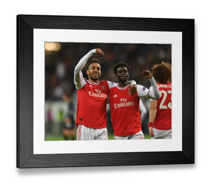 Framed Print : Arsenal's Aubameyang and Saka Celebrate Goals in Eintracht Frankfurt Victory, UEFA Europa League 2019-20 Framed Print : Arsenal's Aubameyang and Saka Celebrate Goals in Eintracht Frankfurt Victory, UEFA Europa League 2019-20
