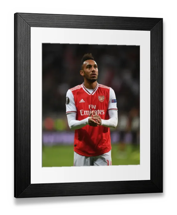 Framed Print : Arsenal's Aubameyang Reacts After Europa League Clash with Eintracht Frankfurt Framed Print : Arsenal's Aubameyang Reacts After Europa League Clash with Eintracht Frankfurt