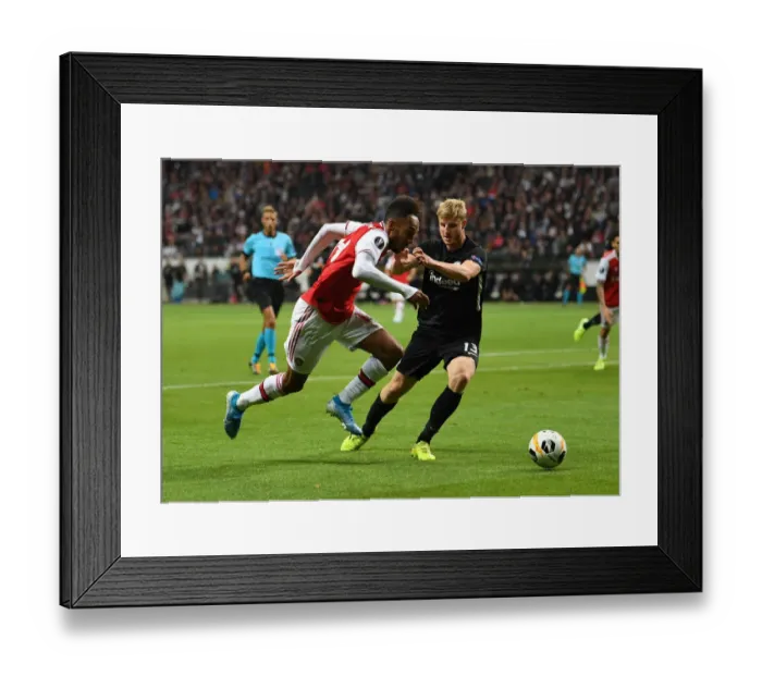 Framed Print : Aubameyang vs. Hinteregger: Clash in the Europa League between Eintracht Frankfurt and Arsenal FC Framed Print : Aubameyang vs. Hinteregger: Clash in the Europa League between Eintracht Frankfurt and Arsenal FC