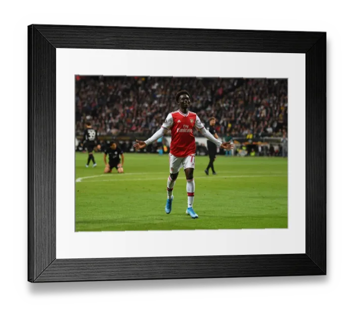 Framed Print : Bukayo Saka Scores Arsenal's Second Goal: Eintracht Frankfurt vs Arsenal, UEFA Europa League 2019-20
