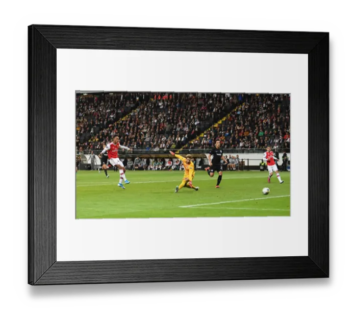 Framed Print : Aubameyang Scores Third: Arsenal's Europa League Victory over Eintracht Frankfurt