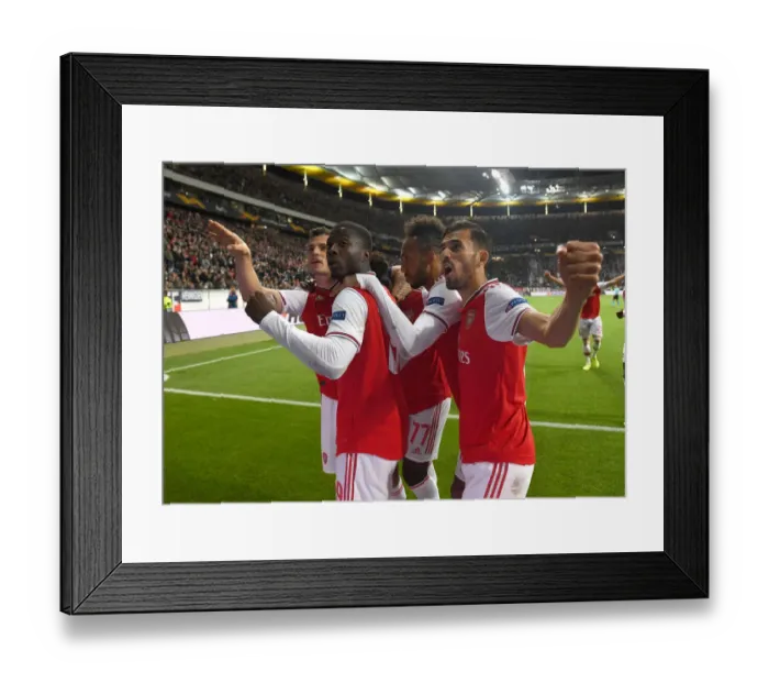 Framed Print : Arsenal's Pepe and Ceballos Celebrate Goals in Europa League Clash vs Eintracht Frankfurt Framed Print : Arsenal's Pepe and Ceballos Celebrate Goals in Europa League Clash vs Eintracht Frankfurt