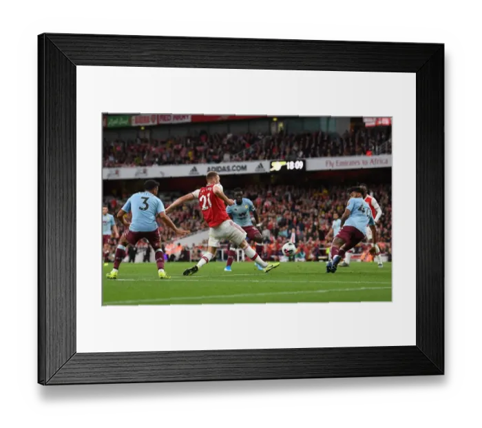 Framed Print : Arsenal's Calum Chambers Scores Second Goal Against Aston Villa in 2019-20 Premier League
