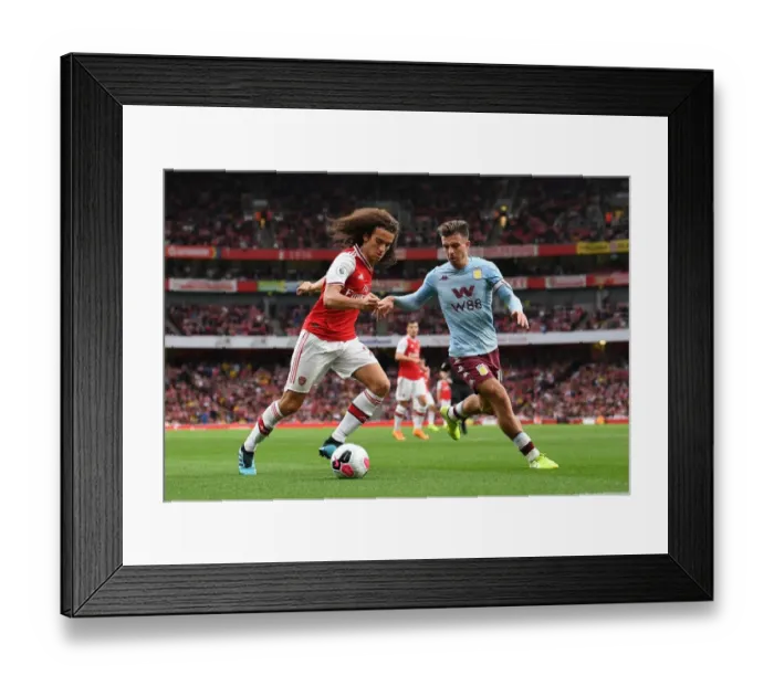 Framed Print : Arsenal vs Aston Villa: Matteo Guendouzi vs Jack Grealish Battle in the Premier League
