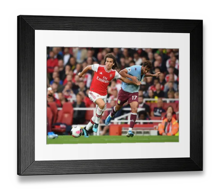 Framed Print : Intense Battle: Guendouzi vs Trezeguet in Arsenal vs Aston Villa Premier League Clash (September 2019)