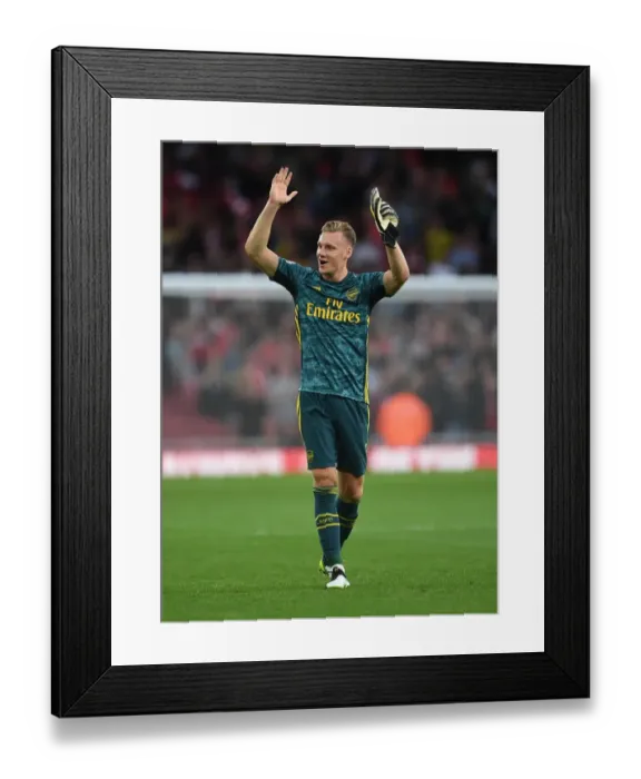Framed Print : Arsenal's Bernd Leno Reacts After Arsenal FC vs Aston Villa, Premier League 2019-20