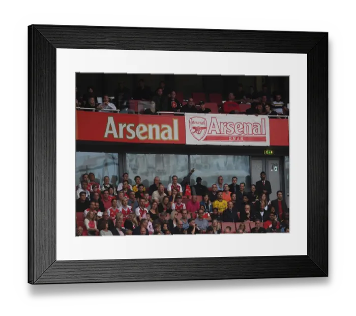 Framed Print : Arsenal Oman banner. Arsenal 3:2 Aston Villa
