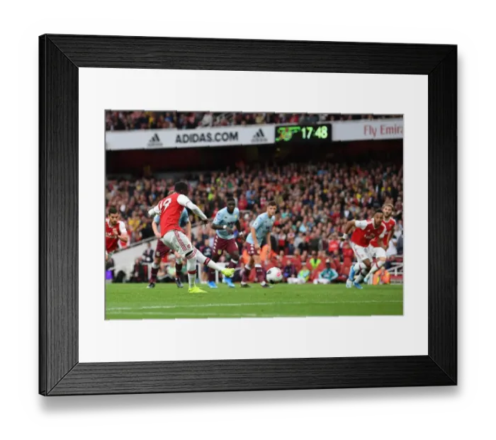 Framed Print : Arsenal's Pepe Scores Penalty in Victory over Aston Villa (2019-20)