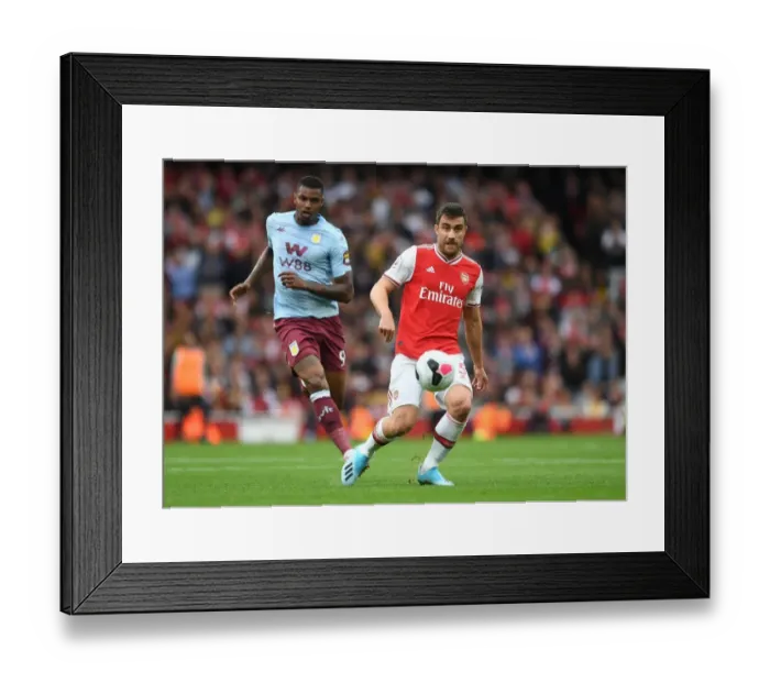 Framed Print : Arsenal's Sokratis in Action against Aston Villa in the Premier League (2019-20) Framed Print : Arsenal's Sokratis in Action against Aston Villa in the Premier League (2019-20)