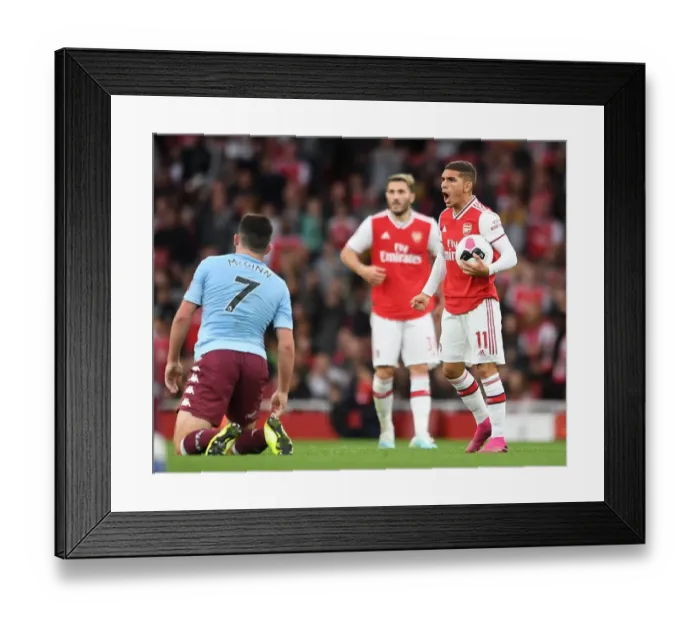 Framed Print : Arsenal's Torreira in Action against Aston Villa in 2019-20 Premier League