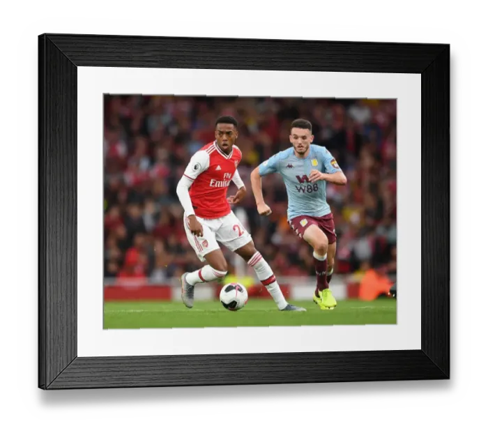 Framed Print : Arsenal vs Aston Villa: Joe Willock Clashes with John McGinn in Premier League Showdown
