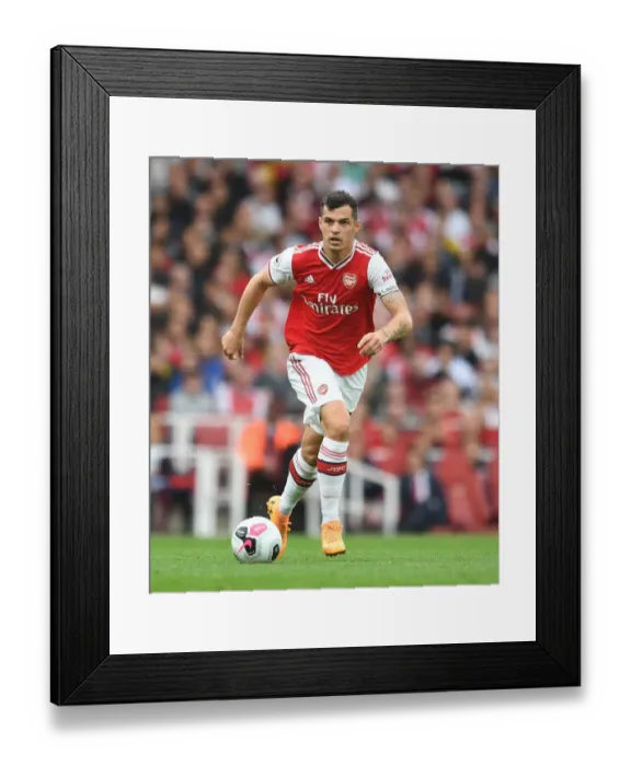 Framed Print : Arsenal's Xhaka in Action against Aston Villa in the Premier League (2019-20)