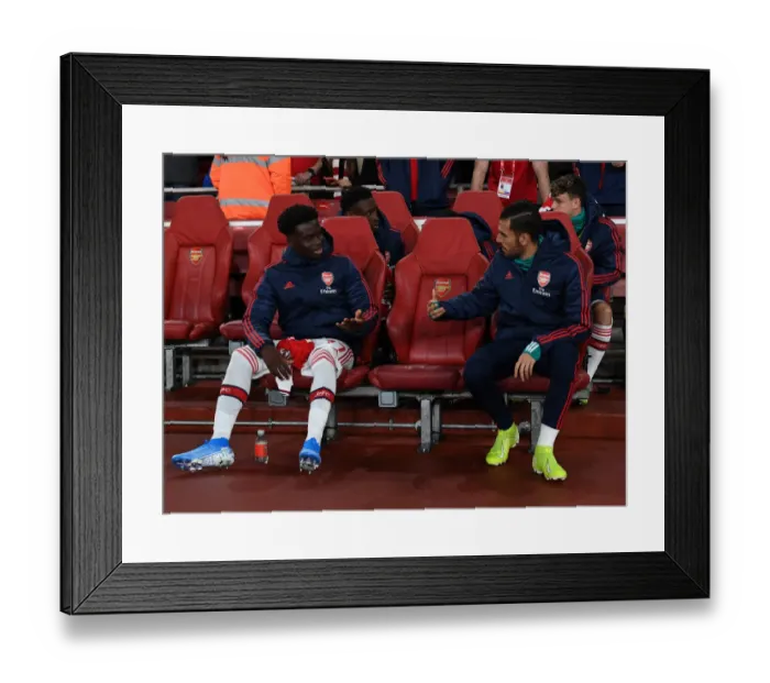 Framed Print : Arsenal FC: Pre-Match Huddle - Bukayo Saka and Dani Ceballos, Carabao Cup 3rd Round, Emirates Stadium (2019-20) Framed Print : Arsenal FC: Pre-Match Huddle - Bukayo Saka and Dani Ceballos, Carabao Cup 3rd Round, Emirates Stadium (2019-20)