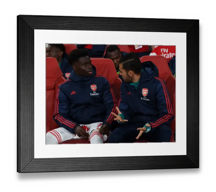 Framed Print : Arsenal FC: Bukayo Saka and Dani Ceballos Sharing a Pre-Match Moment before Arsenal vs Nottingham Forest (Carabao Cup, 2019-20) Framed Print : Arsenal FC: Bukayo Saka and Dani Ceballos Sharing a Pre-Match Moment before Arsenal vs Nottingham Forest (Carabao Cup, 2019-20)