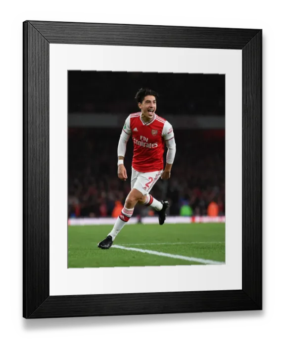 Framed Print : Arsenal's Hector Bellerin Celebrates Third Goal Against Nottingham Forest in Carabao Cup