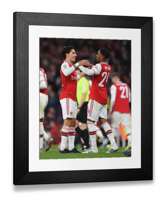 Framed Print : Arsenal's Bellerin and Nelson in Action against Nottingham Forest in Carabao Cup