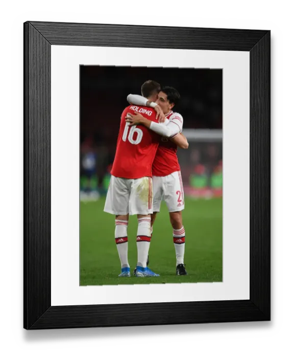Framed Print : Arsenal FC Celebrate Carabao Cup Victory over Nottingham Forest: Holding and Bellerin Reunite Framed Print : Arsenal FC Celebrate Carabao Cup Victory over Nottingham Forest: Holding and Bellerin Reunite