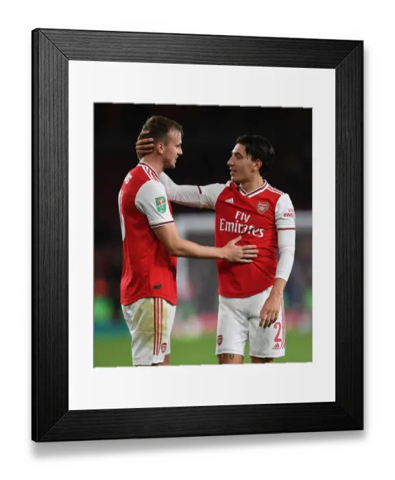 Framed Print : Arsenal's Holding and Bellerin Celebrate Carabao Cup Victory over Nottingham Forest Framed Print : Arsenal's Holding and Bellerin Celebrate Carabao Cup Victory over Nottingham Forest