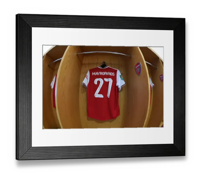 Framed Print : Arsenal's Konstantinos Mavropanos: Focus and Preparation before Arsenal vs Nottingham Forest, Carabao Cup 2019-20