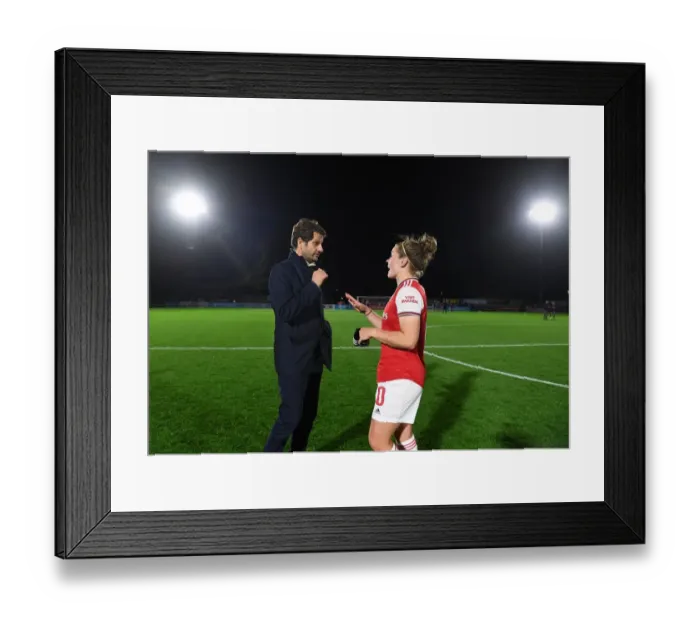 Framed Print : Arsenal Women's Boss Montemurro and Captain Little Discuss UEFA Champions League Match Against Fiorentina Framed Print : Arsenal Women's Boss Montemurro and Captain Little Discuss UEFA Champions League Match Against Fiorentina