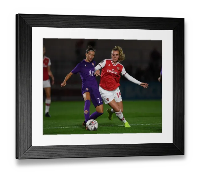 Framed Print : Arsenal Women vs Fiorentina Women: A Showdown in the UEFA Women's Champions League at Meadow Park