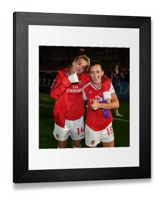 Framed Print : Champions League Triumph: Arsenal Women Celebrate Victory Over Fiorentina with Roord and McCabe Framed Print : Champions League Triumph: Arsenal Women Celebrate Victory Over Fiorentina with Roord and McCabe