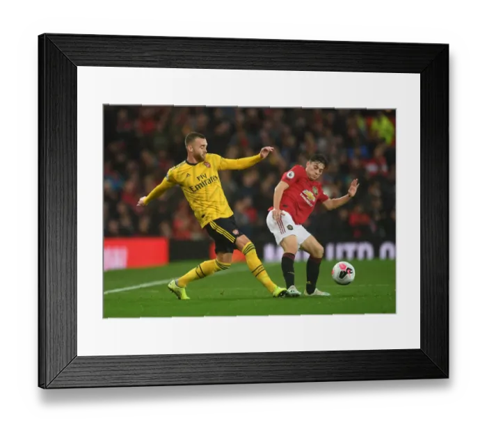 Framed Print : Chambers vs James: Intense Battle at Old Trafford - Manchester United vs Arsenal, Premier League 2019-20