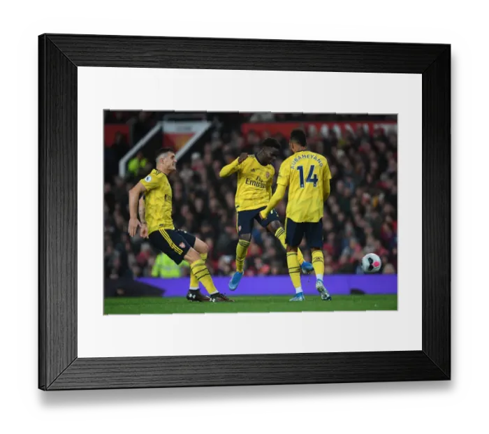 Framed Print : Aubameyang's Goal: Arsenal's Victory at Old Trafford (Manchester United vs Arsenal, 2019-20)