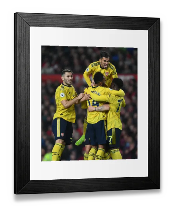 Framed Print : Aubameyang's Strike: Thrilling Arsenal Victory over Manchester United in the 2019-20 Premier League