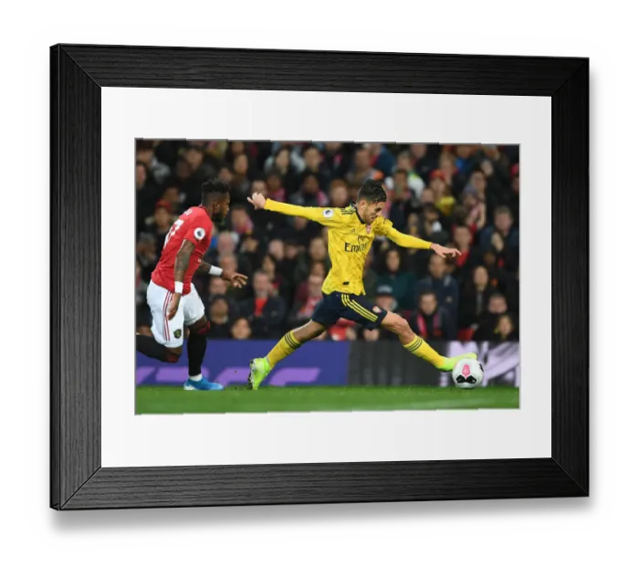 Framed Print : Premier League Battle: Dani Ceballos of Arsenal Faces Off Against Manchester United (2019-20)
