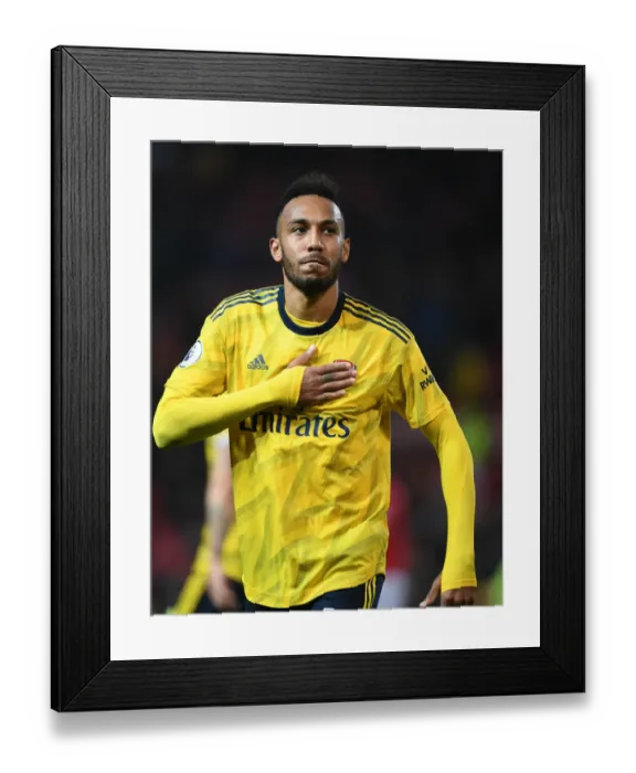 Framed Print : Aubameyang Salutes Arsenal Fans: Manchester United vs Arsenal, Premier League 2019-20