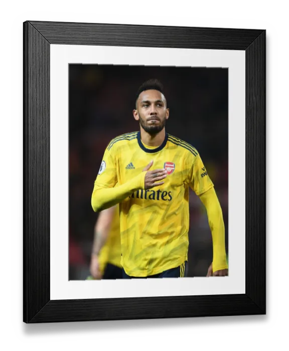 Framed Print : Arsenal's Aubameyang Celebrates Victory over Manchester United with Fans Framed Print : Arsenal's Aubameyang Celebrates Victory over Manchester United with Fans