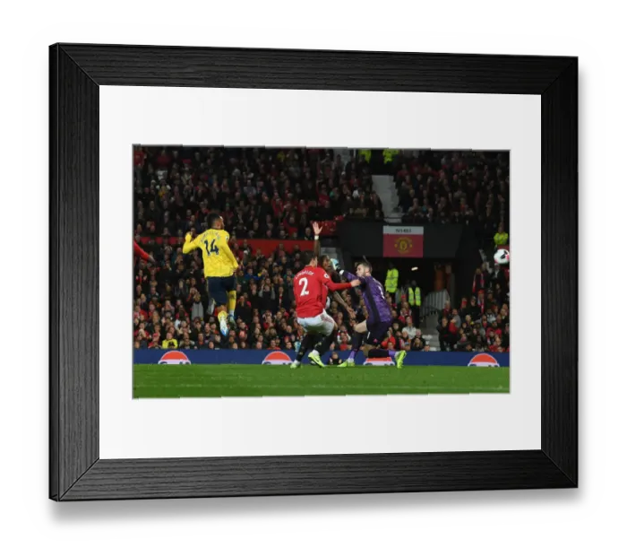Framed Print : Aubameyang Scores: Manchester United vs. Arsenal, Premier League 2019-20 Framed Print : Aubameyang Scores: Manchester United vs. Arsenal, Premier League 2019-20