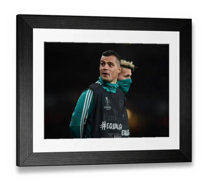 Framed Print : Arsenal FC vs Standard Liege: Granit Xhaka Substitution in Europa League Clash at Emirates Stadium